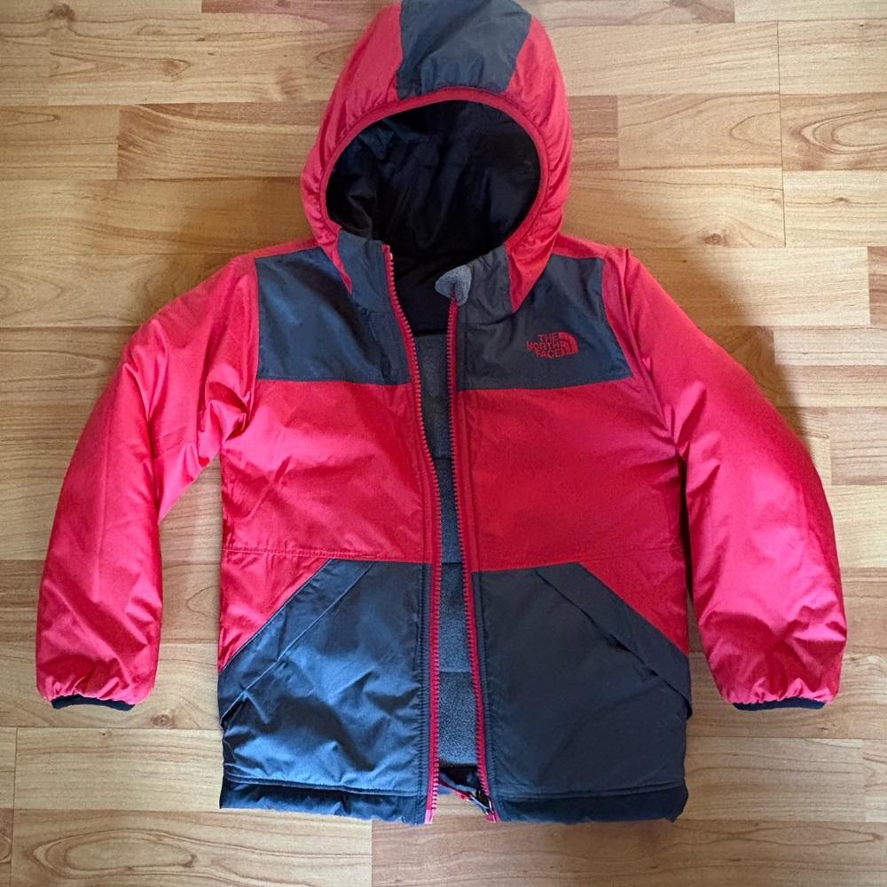 The North Face Red and Black Hooded Reversible Jacket